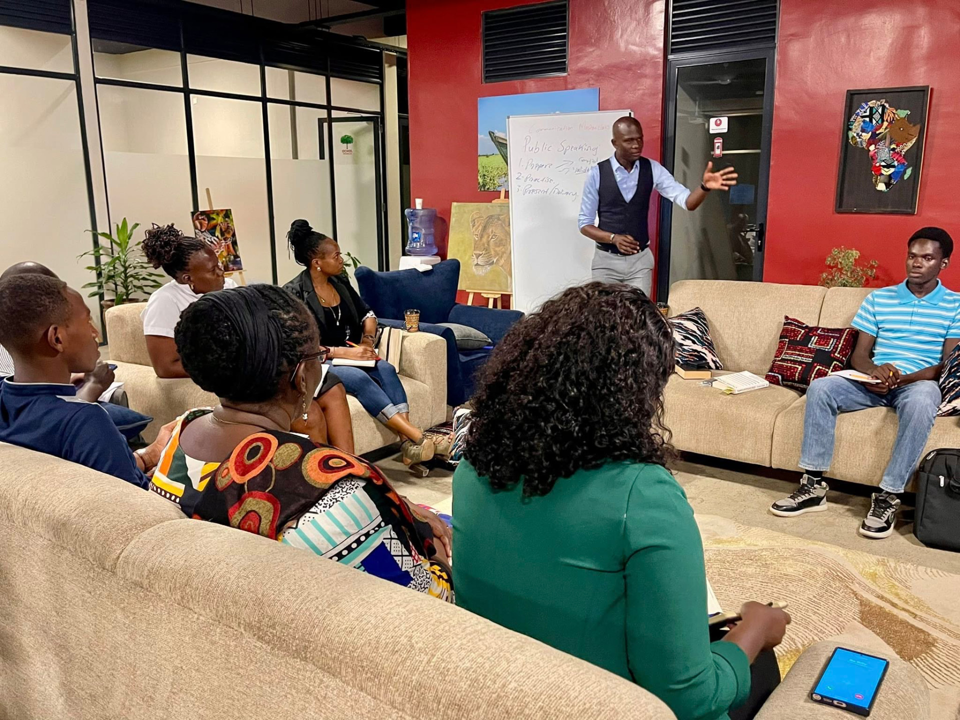 Public speaking workshop in session